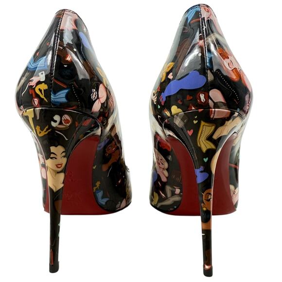 New Christian Louboutin Hot Chick Dr Bored Patent Leather Pumps Black Size 37 - Picture 5 of 10